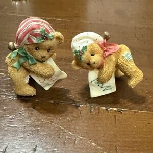 Vintage 1996 Priscilla Hillman Lic. Enesco Christmas Teddy Bear Figurines